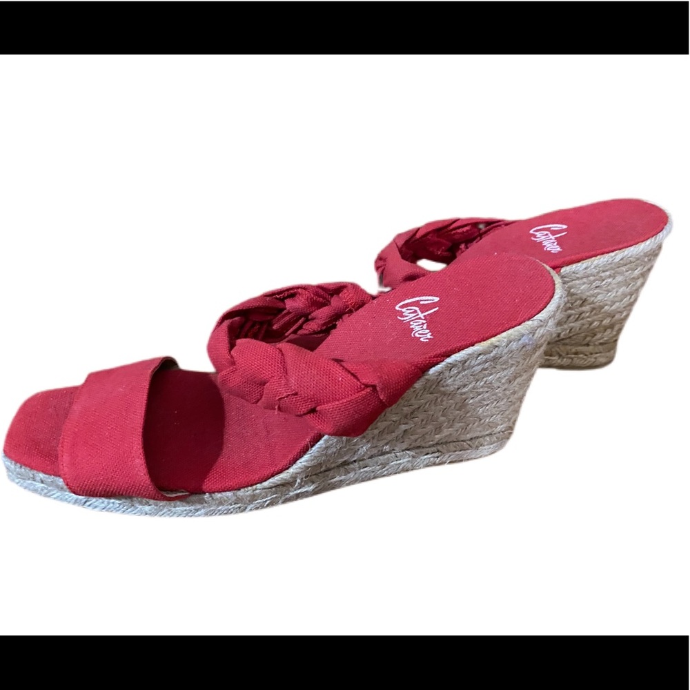 Castañer red wedge sandals